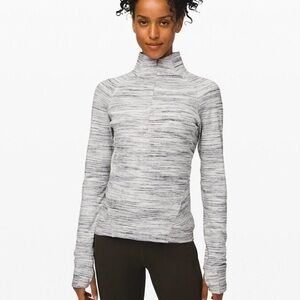 Lululemon Quarter Zip Pullover Outrun the Elements Space Dye White Gray Size 10